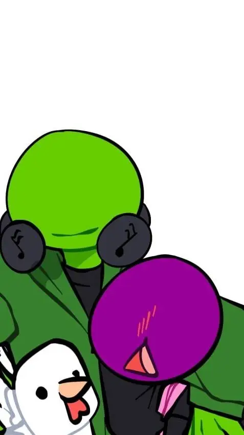 ai character: green x purple 🟣  background