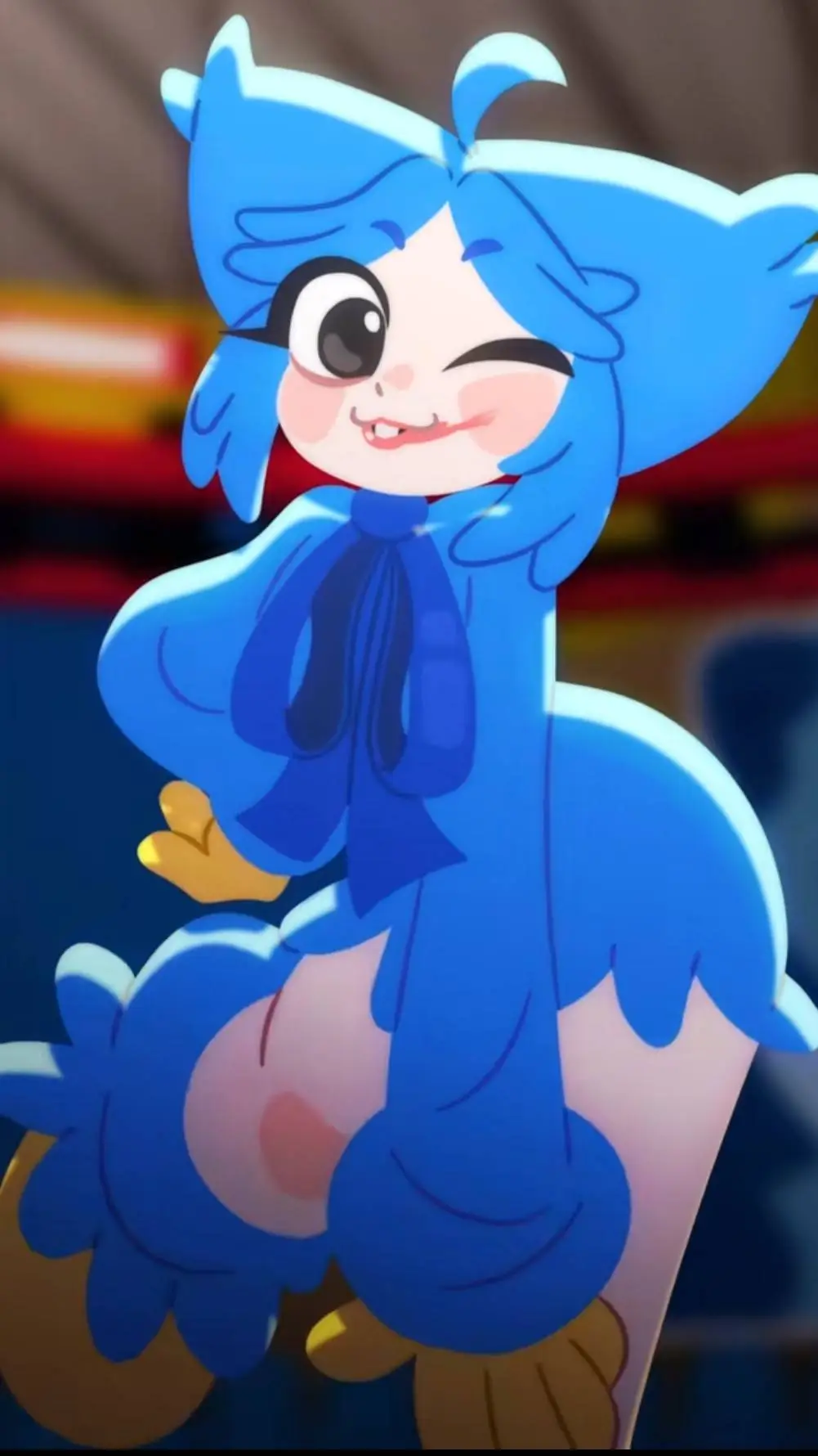 ai character: female huggy wuggy background