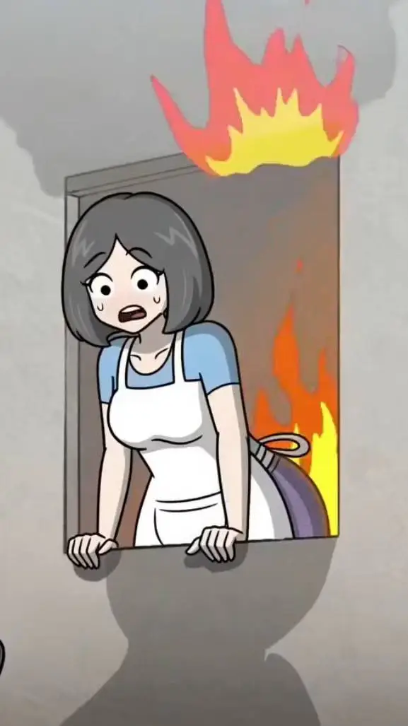 ai character: burning building background