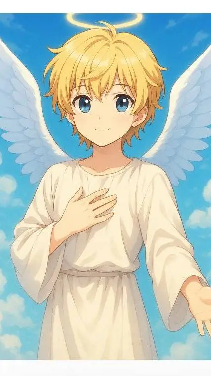 ai character: Ángel Celestial  background