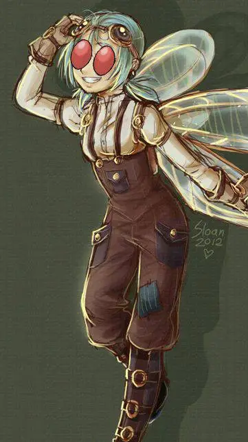 ai character: Dragonfly girl background