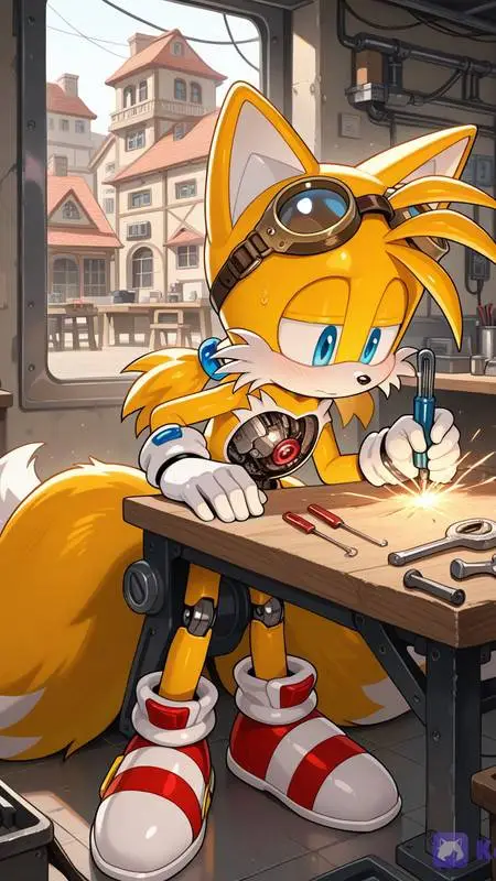 ai character: robot tails  background