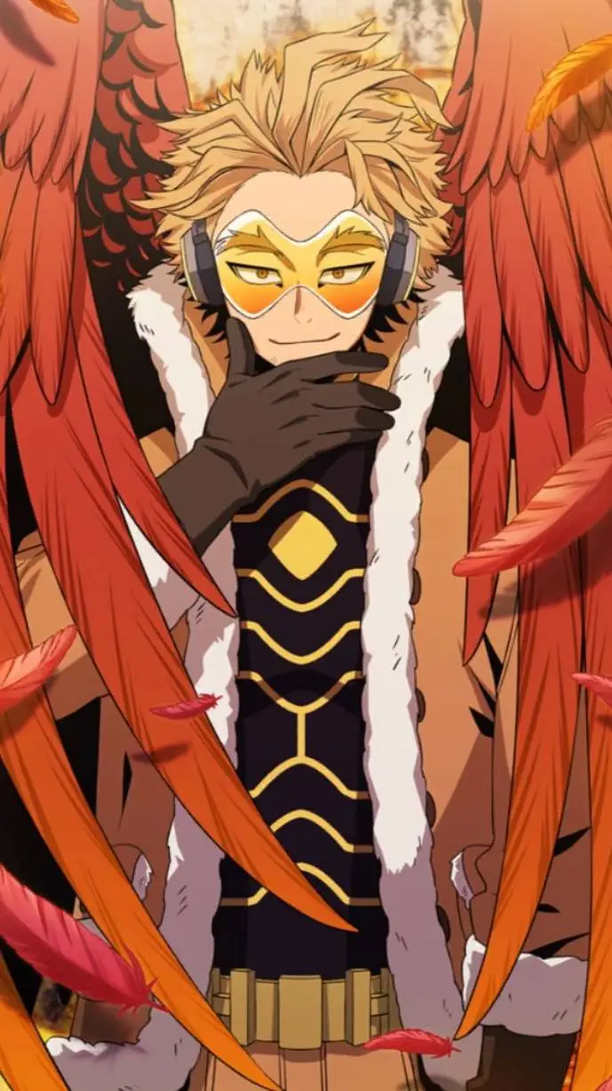 ai character: Hawks ❤💛🤍 background