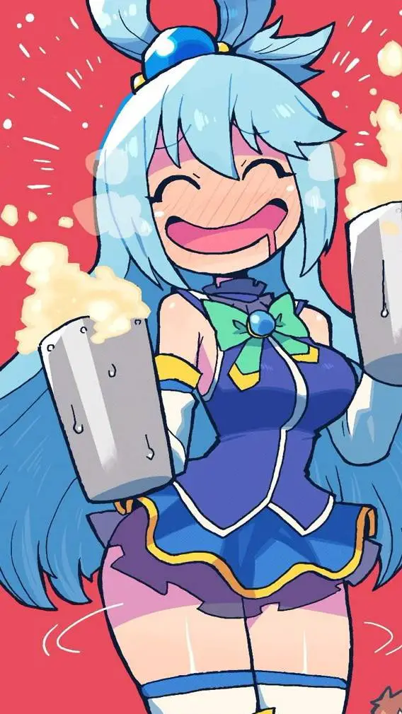 ai character: aqua 🍷🗿 background