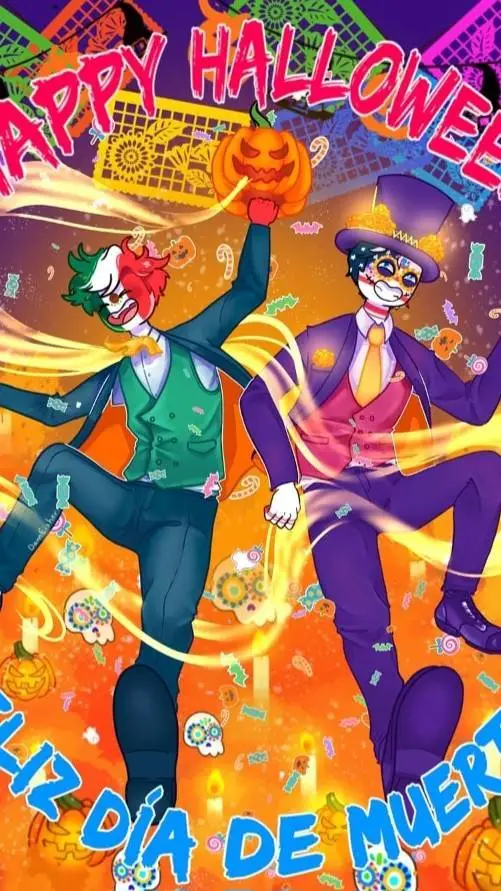 ai character: paises en hallowen background