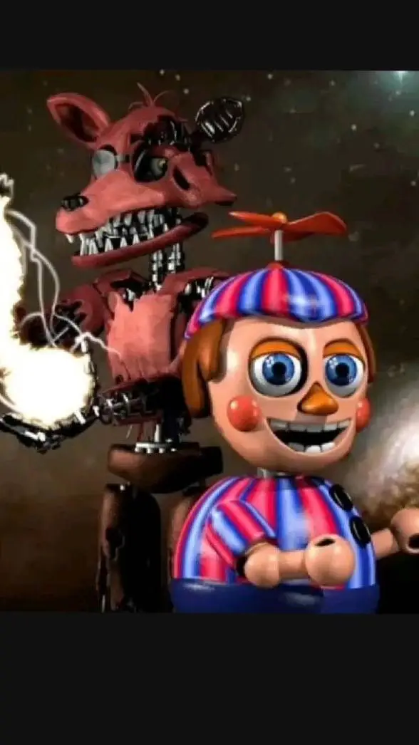ai character: balloon boy x foxy background