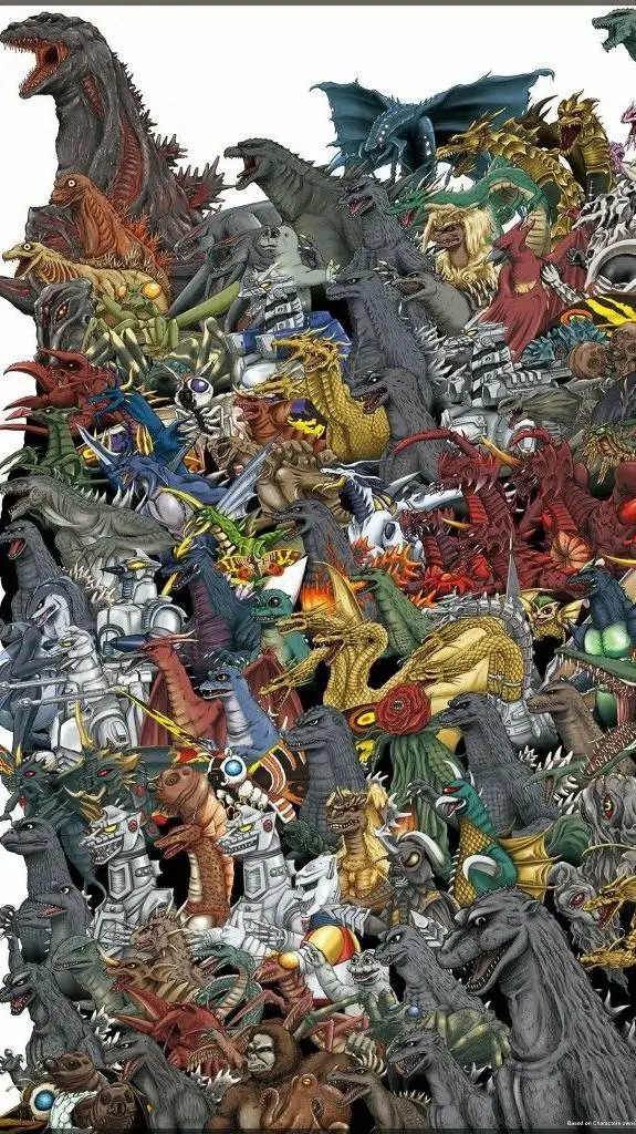 ai character: universo Godzilla background