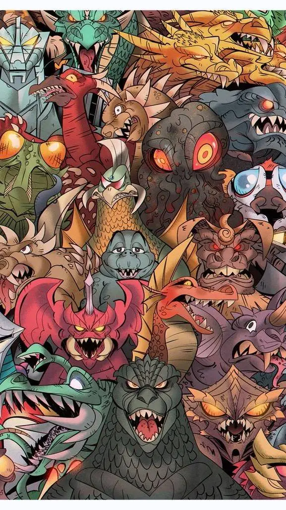 ai character: Godzilla "frs,pets background