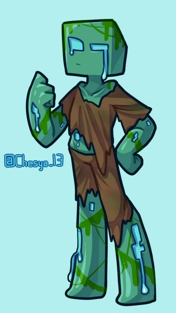 ai character: Minecraft drowned background