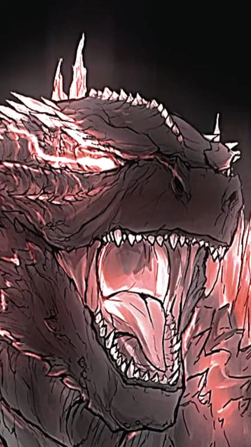 ai character: Evolved godzilla  background