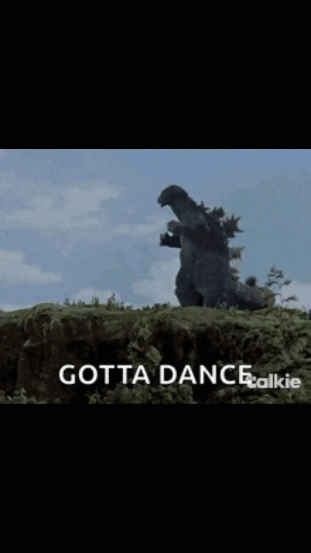 ai character: Godzilla dance  background