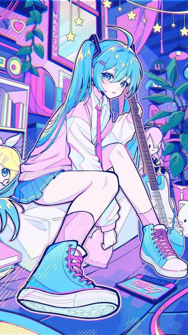 ai character: Hatsune Miku  background