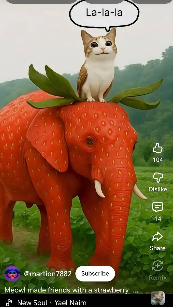 ai character: 🍓🐘 And meowl background