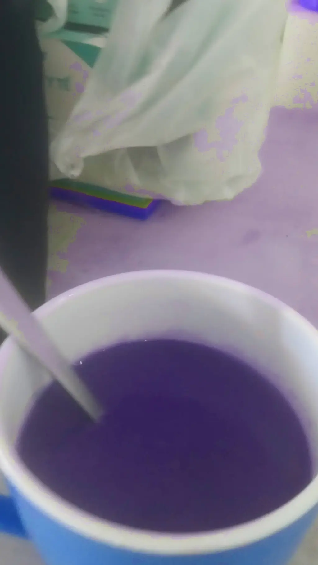 ai character: purple coffee background