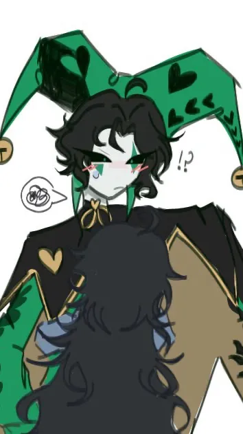 ai character: Harlequin🐍💚 background