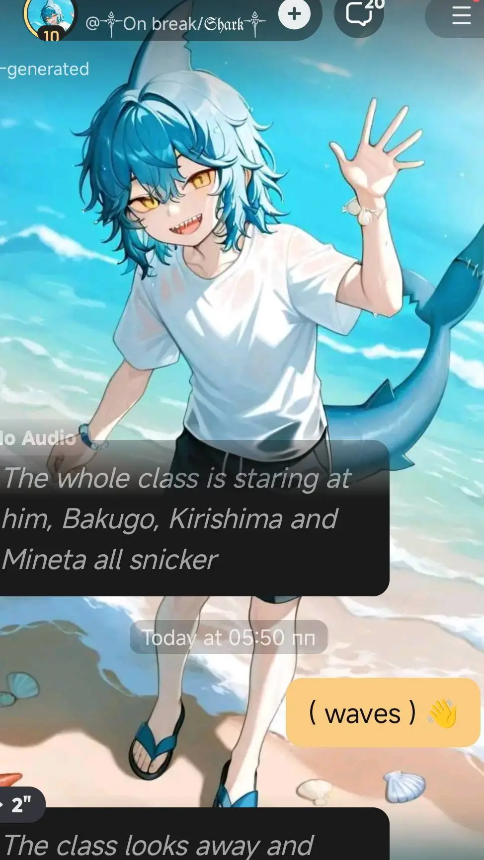 ai character: shark girl  background