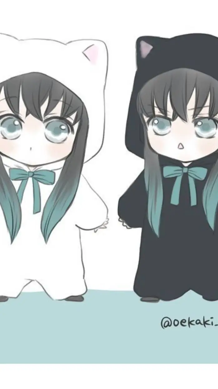 ai character: mui and yui cat background