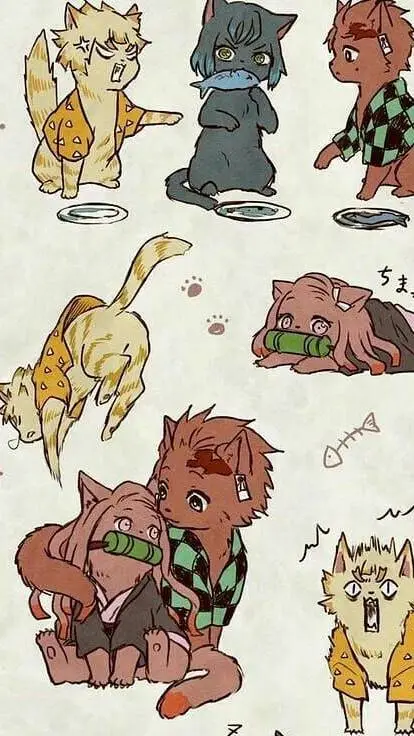 ai character: Kny as cats?! background