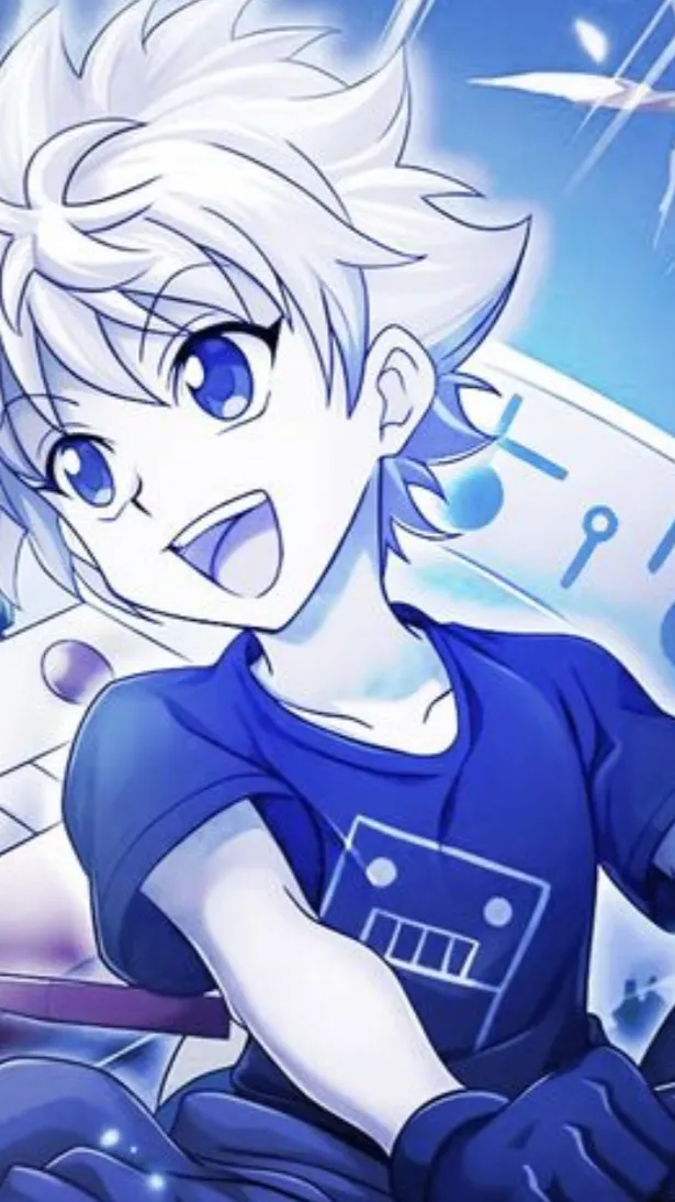 ai character: 🤍💙killua💙🤍 background