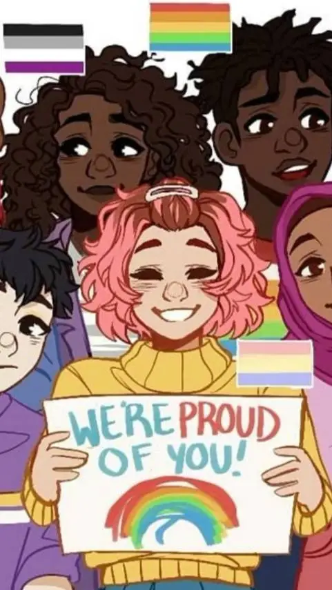 ai character: Pride flag people background