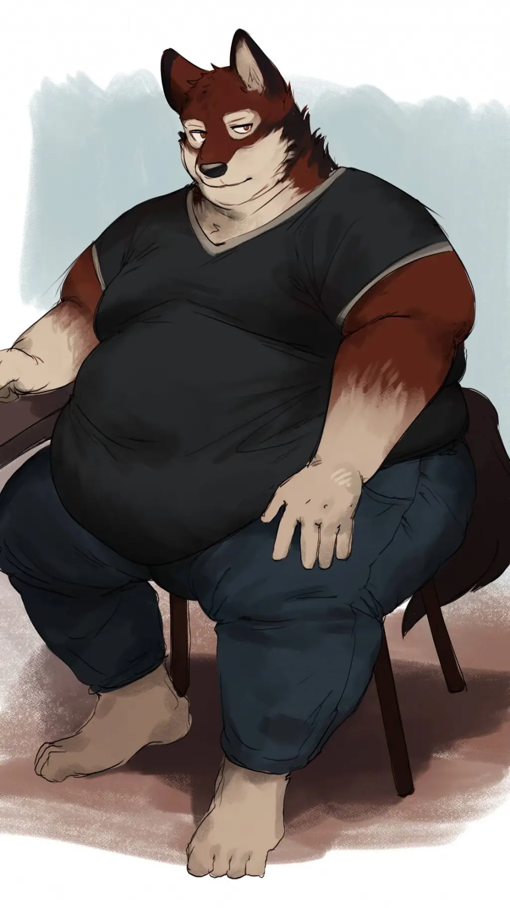 ai character: fat furry adam background