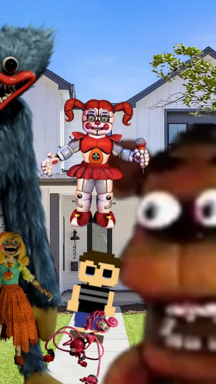 ai character: Pp x Fnaf background