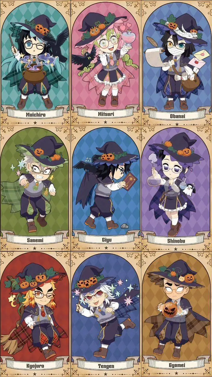 ai character: Hashiras halloween background