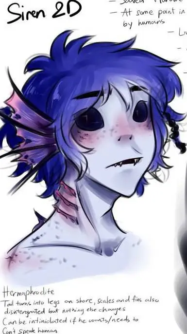 ai character: Siren 2-D 𖤐 background