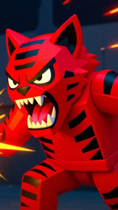 ai character: Red humanoid cat background