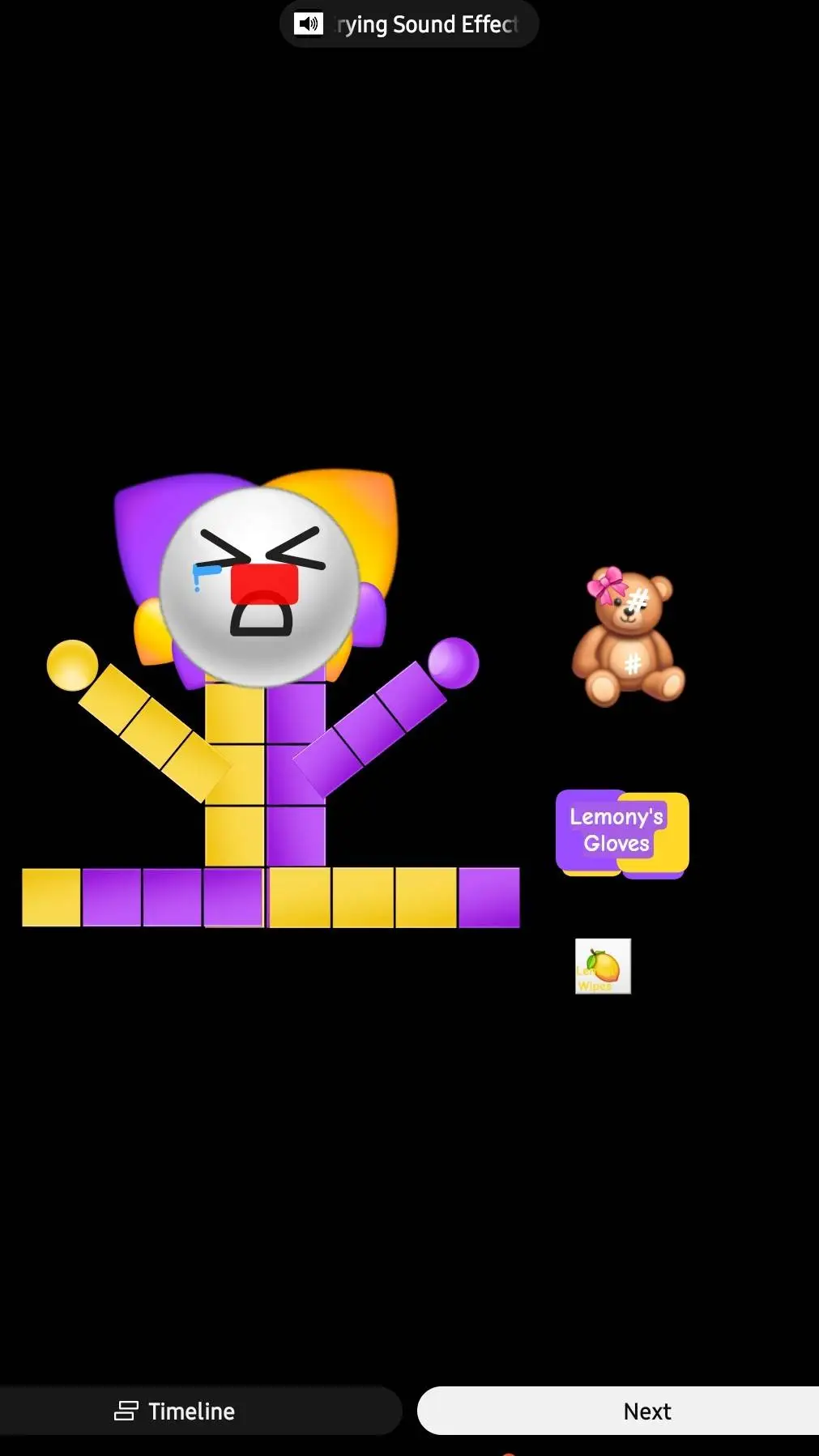 ai character: lemony is crying! background