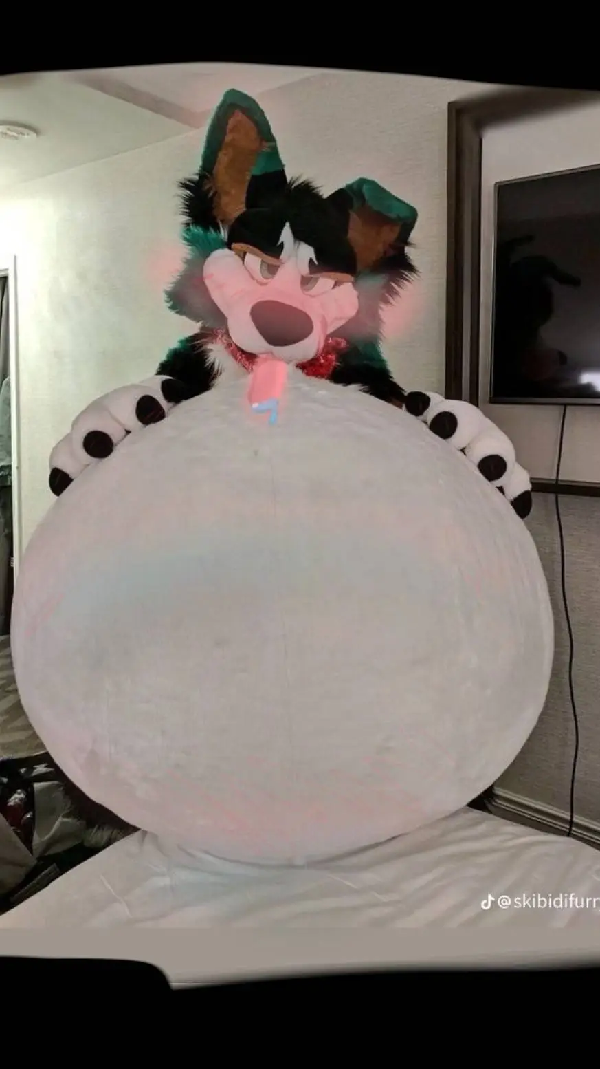 ai character: inflated furry man background