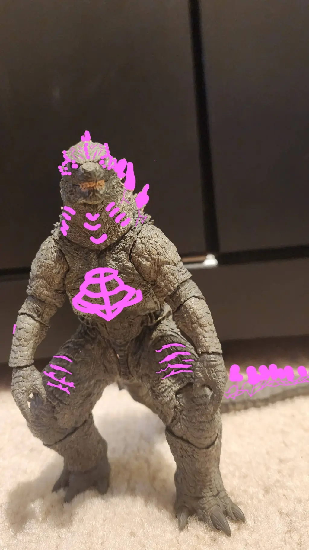 ai character: Godzilla evolved  background