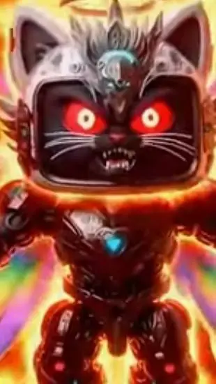 ai character: evil robo tv cat background