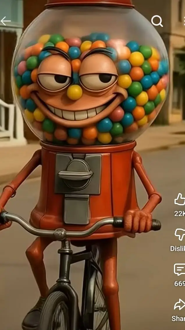 ai character: chicletera bicicle background