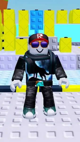 ai character: me in Roblox background