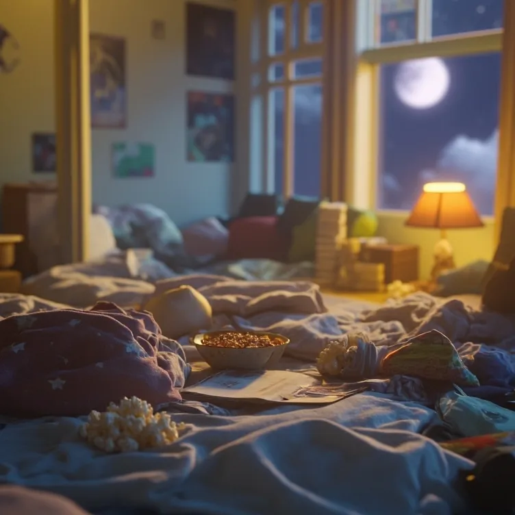 chat with ai character: Sleepover night <3