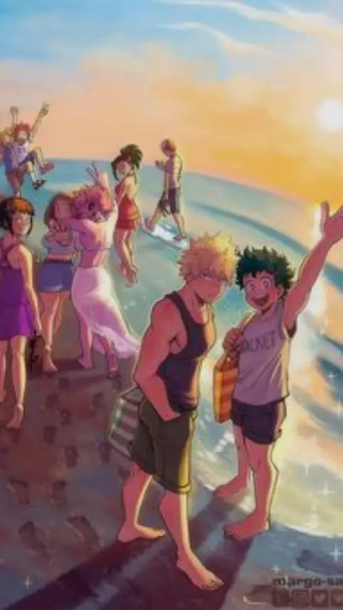 ai character: MHA Beach Italiano background