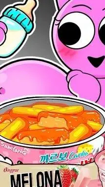 ai character: pinki Mukbang background