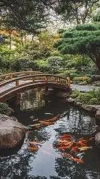 ai character: sanke koi bridge background