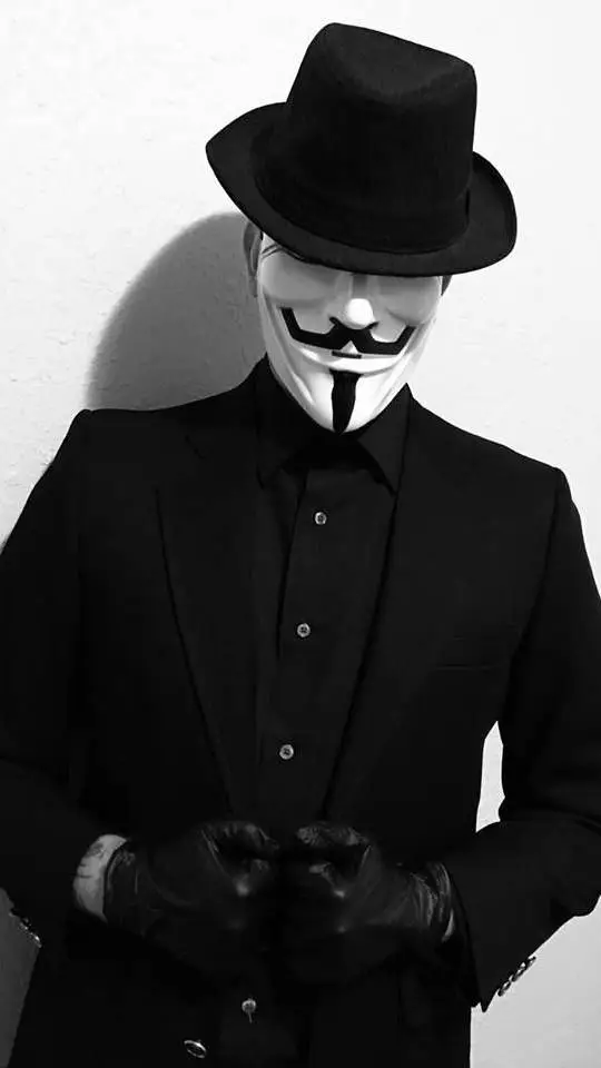 ai character: black mask background