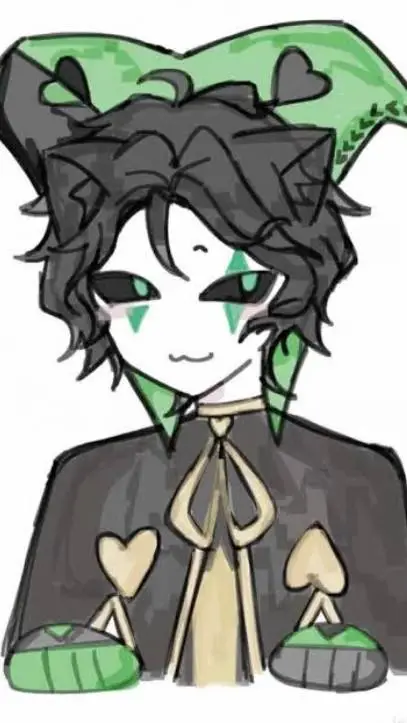 ai character: Harlequin gato💚 background