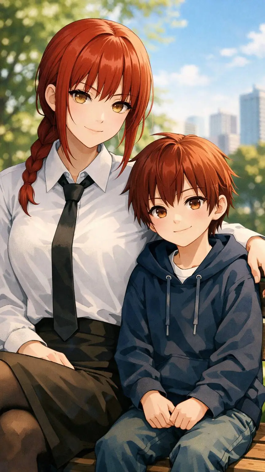 ai character: makima y tú hijo background