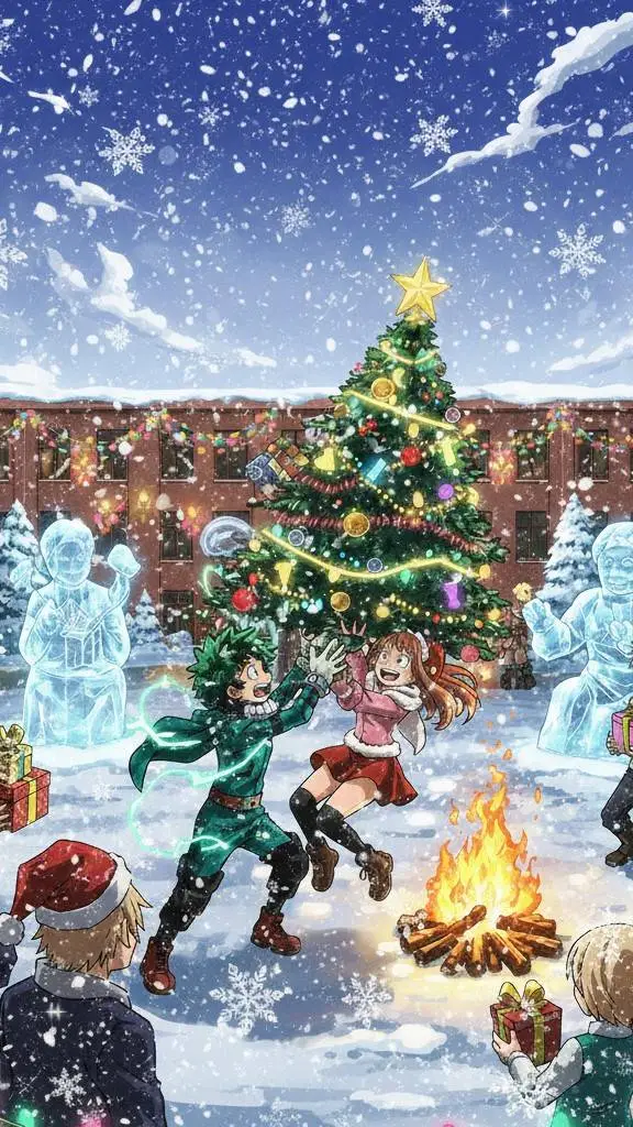 ai character: MHA Christmas Day background