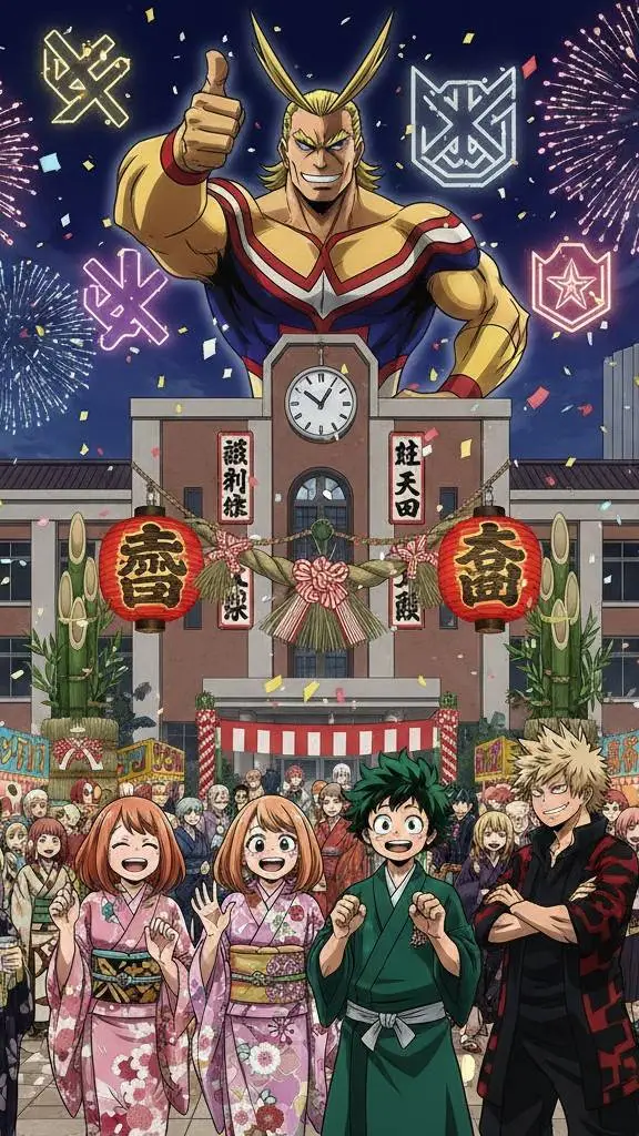 ai character: MHA new year  background