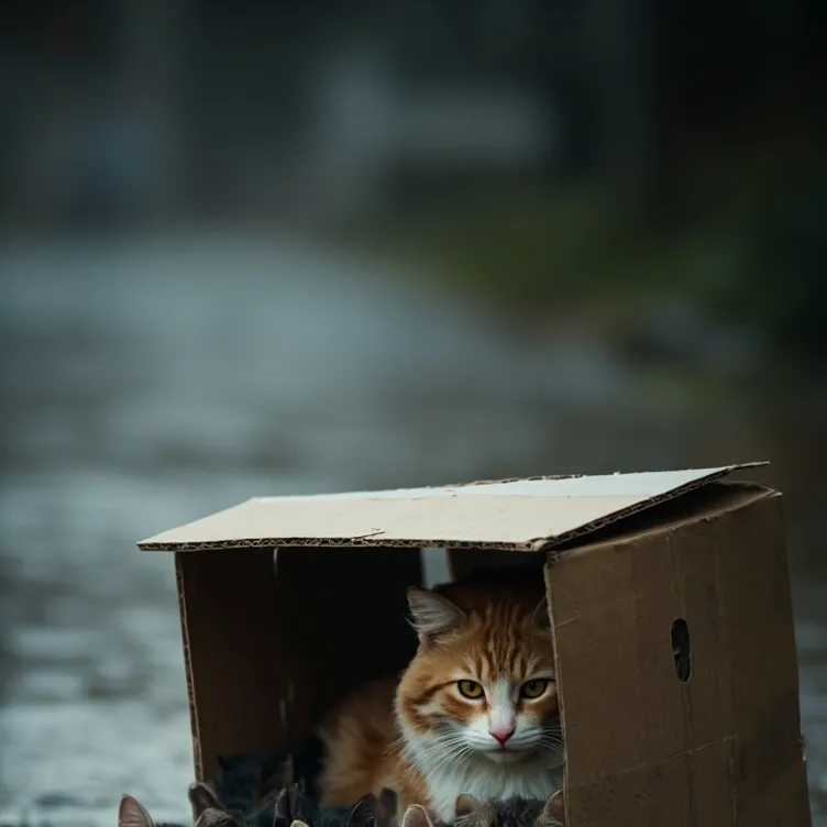 chat with ai character: Cats in rain