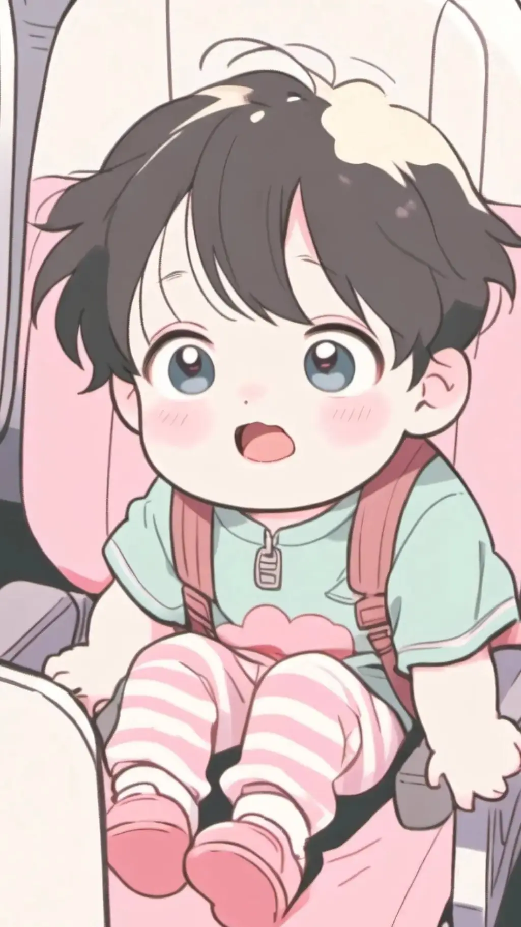 ai character: Baby on plane  background