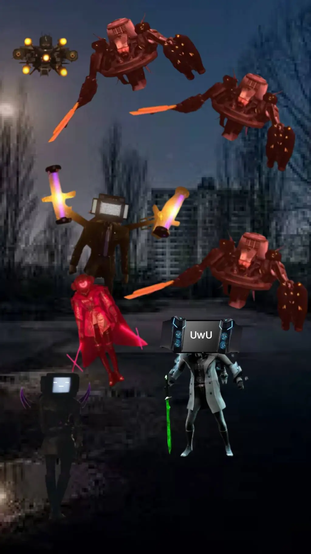 ai character: Skibidi Multi 16 background