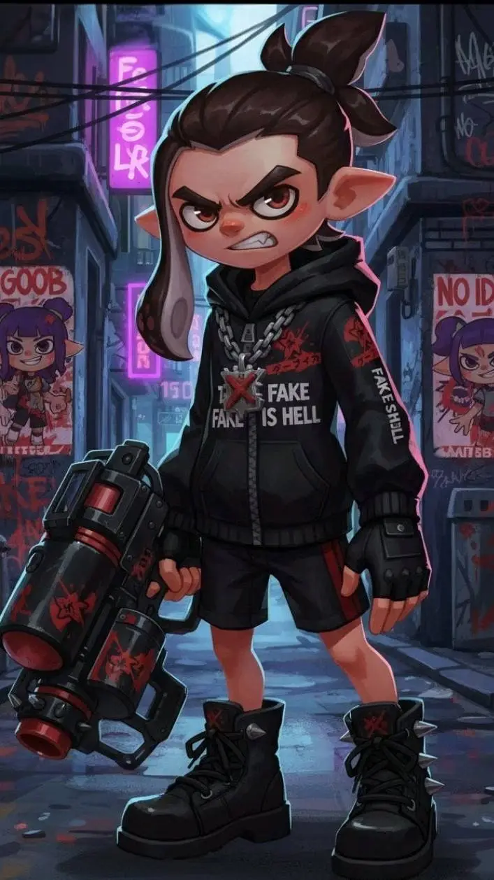 ai character: Anti-goob squid  background