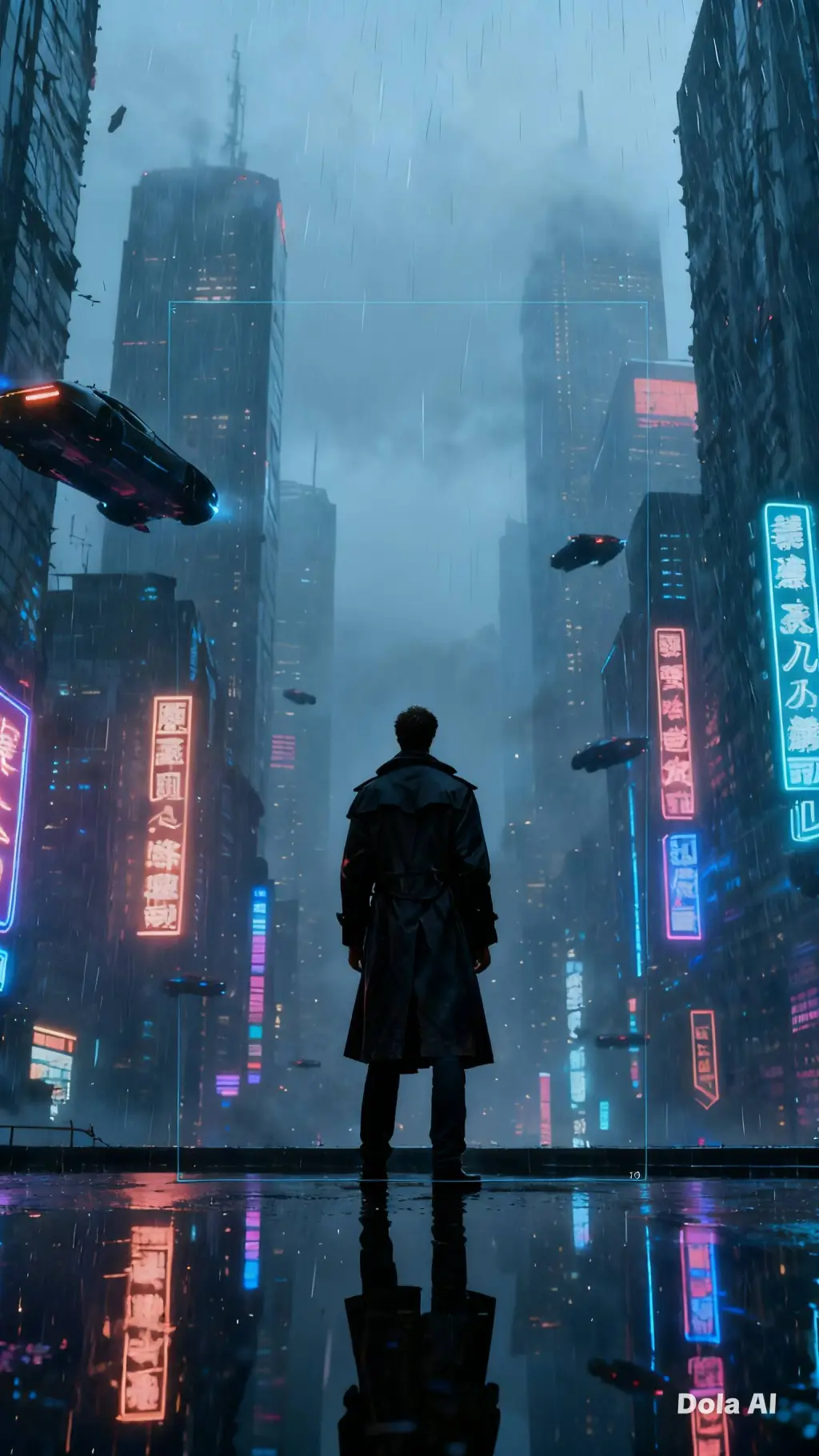 ai character: Cyberpunk City background