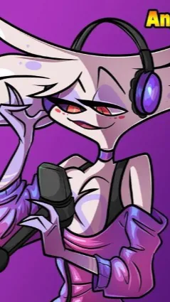 ai character: Angel dust (HH)  background